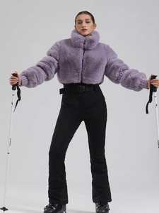 Combinaison de <span class=keywords><strong>ski</strong></span> une pièce en fourrure et neige pour femme, imperméable, chaude, style américain, coupe ajustée, col montant, veste et <span class=keywords><strong>pantalon</strong></span>, 100% polyester, <span class=keywords><strong>ski</strong></span> - Product Image 5