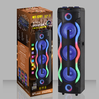 Speaker Karaoke 12-Inch Nirkabel dengan Lampu LED RGB, Daya Besar 100W, Mikrofon, untuk Pesta Luar Ruangan, DJ, Panggung, dan Troli Speaker