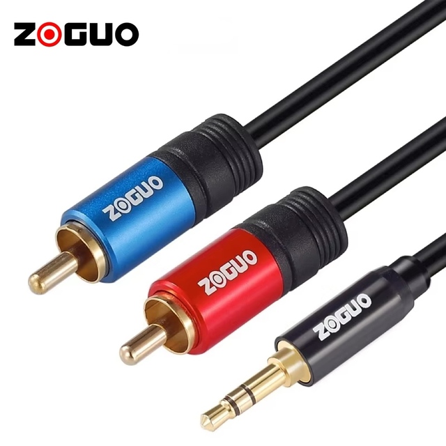 Mid-Vision 3.5mm Dual RCA Audio Amplifier Speaker Cable 1m Gold Plated Braid Shield Mobile Phones TV Car HDTV-5mm Outer Adapter