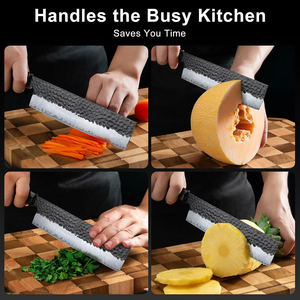 Cuchillo Nakiri Japonés de 7 Pulgadas, Forjado a Mano, Profesional, de Acero Inoxidable con Alto Contenido de Carbono, para Cortar Verduras - Product Image 5