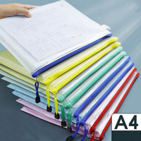Sac de classement en maille A4 personnalisable, sacs à documents en plastique épaissi avec fermeture éclair, grande capacité, sac de classement en PVC, fournitures de bureau pour l'école