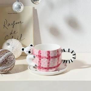 Three-dimensional hand-painted color <b>coffee</b> cup afternoon <b>tea</b> cup household ceramic <b>coffee</b> cup saucer <b>set</b> - Product Image 6