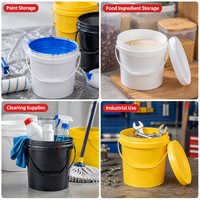 Seaux ronds transparents avec couvercle, qualité alimentaire, 1 gallon, 5 gallons, 25 litres, seaux en plastique noir, fûts et barils de 20 litres