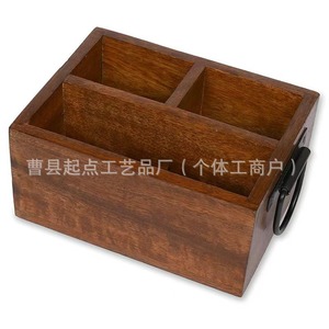 Boîte de rangement vintage en bois pour couverts, organiseur portable en bois pour couteaux et fourchettes, compartimenté pour baguettes et cuillères en bois massif - Product Image 5