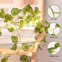 Guirlande lumineuse TSINYE en forme de feuilles de pastèque artificielles, lumières féériques en cuivre blanc chaud, alimentées par piles, décoration pour la maison, la cuisine et le jardin