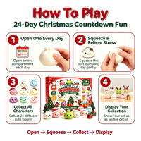 Calendrier de l'Avent Squishy en forme de Boulette de Noël, Design Créatif en TPR, Ensemble de 24 Jouets Sensoriels Mignons et Souples à Presser, Surprise de Noël