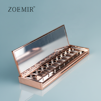 Palette de fards à paupières de luxe 9 couleurs, étui rectangulaire rose doré personnalisé avec miroir, étui pour blush et illuminateur, vente en gros