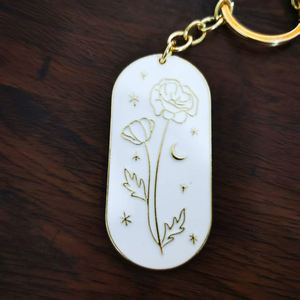 Nouveau Porte-clés Émail Botanique Fleurs des 12 Mois de Naissance, Breloques Fleurs du Mois de Naissance Roses du Vallon - Product Image 4