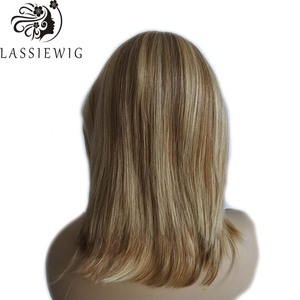 Parrucca Lunga con Remy Trasparente Marrone <span class=keywords><strong>Cenere</strong></span> con Riflessi Biondi, Parrucche Ebraiche, 100% <span class=keywords><strong>Capelli</strong></span> Mongoli Remy Ondulati - Product Image 6