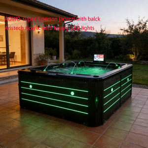 Jacuzzi Acrílico Negro Aristech para 5 Personas, Jacuzzi Familiar <span class=keywords><strong>de</strong></span> Ensueño con Luces LED <span class=keywords><strong>de</strong></span> Lujo y Lámpara <span class=keywords><strong>de</strong></span> Esquina - Product Image 1