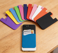 Porte-cartes de téléphone en silicone d'usine, pochette autocollante 3M, logo personnalisé, porte-cartes de crédit, porte-cartes d'identité, cadeaux promotionnels d'affaires