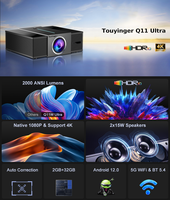 Projecteur LED Touyinger Q11W Ultra 1080P Full HD, WiFi 5G, mise au point automatique, son stéréo HIFI, 3D intégré, home cinéma portable