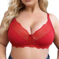 Soutien-gorge à armatures en dentelle respirant et ajustable grande taille pour femme, sexy, push-up, couvrance totale