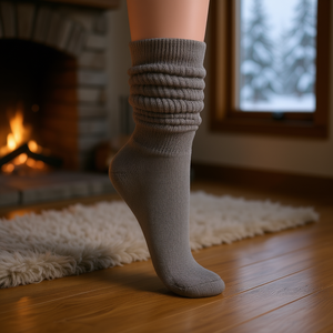 DB Chaussettes extra longues pour femmes, en coton gris, tricotées pour l'hiver, taille unique, convient aux pointures 5 à 10 - Product Image 2