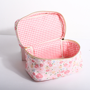 กระเป๋าเครื่องสำอางแบบพกพาขนาดใหญ่ ดีไซน์ดอกไม้ DIY  ทนทาน แฟชั่น  บุผ้าฝ้ายด้านใน  เป็นมิตรกับสิ่งแวดล้อม  พร้อมหูหิ้วนุ่ม  จัดระเบียบเครื่องสำอาง - Product Image 3