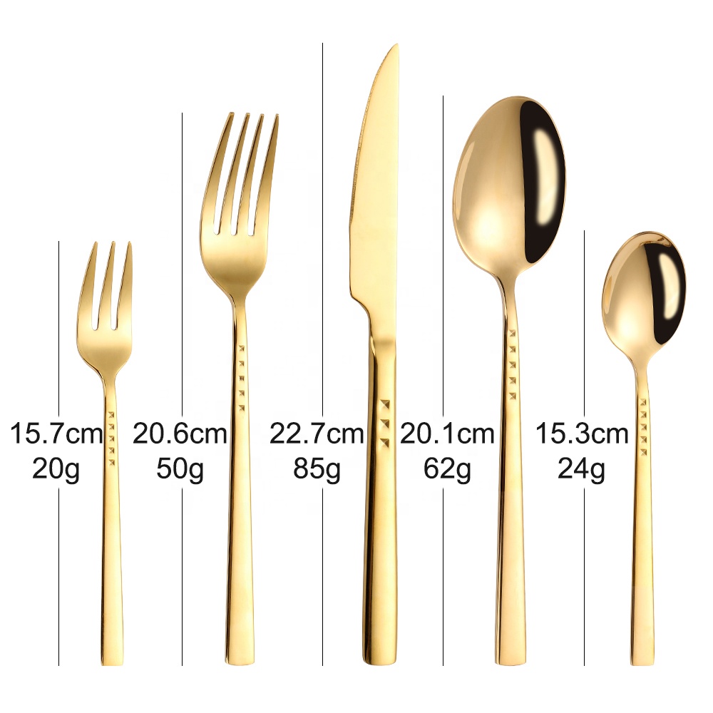 Набор столовых приборов из нержавеющей стали с золотым покрытием, 18/10