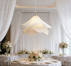 Lustre suspendu en tissu blanc avec pendentif <span class=keywords><strong>fleur</strong></span> asymétrique pour restaurant, salon, chevet, couloir - Product Image 1