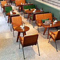 Combinaison de sièges modulaires en fer en forme de L pour restaurants, cafés, salons de thé, espaces de réception et de détente, avec banquette double et sièges individuels