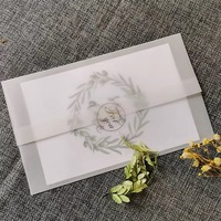 Fabricante Mayorista de Tarjetas de Invitación de Boda con Impresión Perfecta y Relieve, Cubierta Translúcida de Papel Vitela