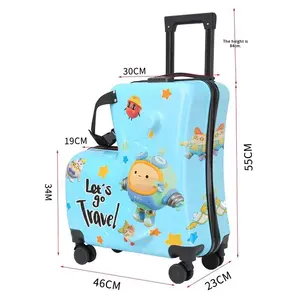 Koper Spinner anti air, koper kartun anak-anak dengan kunci ritsleting, bahan PC kapasitas besar, pegangan lembut dan tali untuk perjalanan - Product Image 5