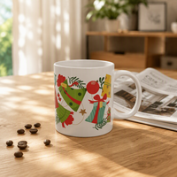 Tasses à café en céramique de haute qualité pour Noël, mugs en grès à motif floral