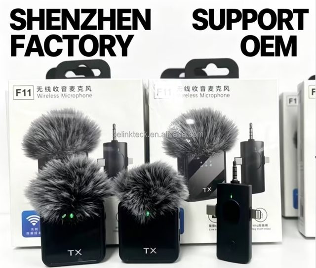 2026 Hot Sell Lavalier Microphone Mic Plug Play for Mobile Phone Camera Content Creation Wireless Lapel Microphone F11-2