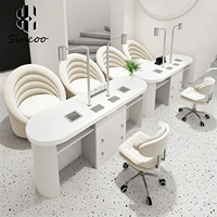 Table de manucure moderne de style européen avec lumière LED et tiroirs Nail Spa Desk for Nail Shop
