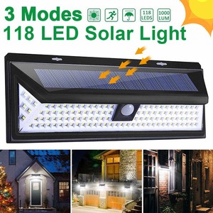 مصباح حائط شمسي خارجي IP65 118LED مصباح PIR ، مصباح شمسي مقاوم للماء لتزيين الحدائق - Product Image 2
