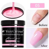 Gel dur pour ongles en pot de 100g, 6 couleurs, à faire tremper, non toxique, longue durée, extensions de gel UV, source de lampe LED pour salon DIY