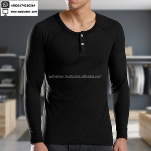 เสื้อยืดแขนยาวผู้ชายสีพื้น ผ้าฝ้าย 100% ย้อมเส้นด้าย ดีไซน์เรียบง่าย บริการ OEM จากบังกลาเทศ - Product Image 3