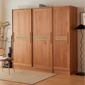 Nordic Solid Wood Wardrobe Large Capacity Adjustable Freestanding Bedroom Storage Cabinet Cherry Wood Combination Cabinet - Product Image 2