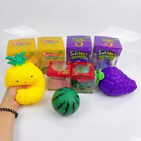 Juguete de descompresión de frutas de simulación con caja independiente, con textura de uva grande, piña, oso y sandía, para apretar y aliviar el estrés