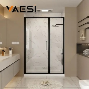 <span class=keywords><strong>Porte</strong></span> <span class=keywords><strong>de</strong></span> <span class=keywords><strong>douche</strong></span> coulissante encadrée <span class=keywords><strong>en</strong></span> aluminium avec <span class=keywords><strong>verre</strong></span> trempé noir mat à <span class=keywords><strong>bas</strong></span> prix <span class=keywords><strong>de</strong></span> l'usine Vaesi - Product Image 5
