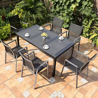 Table et chaises de patio extérieur, design minimaliste moderne, table en alliage d'aluminium imperméable, ensemble de salon mobile pour jardins et terrasses