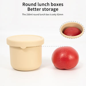 Boîte à lunch en silicone ronde de 250 ml pour la maison, compatible micro-ondes, sans BPA, récipient de stockage alimentaire avec couvercle anti-fuite, boîte à bento pour collations et fruits - Product Image 5