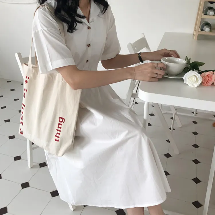 2024 Женская Холщовая Сумка в Корейском стиле Студенческая складная сумка для покупок из хлопчатобумажной ткани