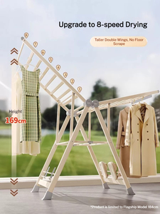 Séchoir à linge pliable multifonctionnel en forme d'aile pour vêtements et serviettes, idéal pour balcon, chambre et salle de bain - Product Image 6