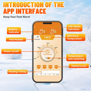 Chaussettes chauffantes contrôlées par l'application <span class=keywords><strong>Bluetooth</strong></span> Matériau imperméable Options de tailles multiples disponibles - Product Image 4