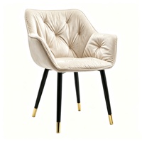 Fauteuils de détente modernes et colorés en velours, chaises en tissu velours épais avec dossier et pieds en métal noir