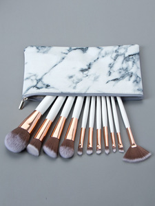 2025 Best-seller 11 pièces ensemble de pinceaux de maquillage Portable Simple Logo personnalisé pinceau de maquillage <span class=keywords><strong>Sexy</strong></span> marque privée marbre Texture sac de maquillage - Product Image 4
