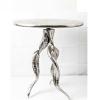 Table d'appoint de haute qualité Table d'appoint de luxe Meubles de salon à dessus arrondi fini argent antique à prix abordable