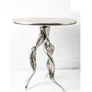 โต๊ะข้างคุณภาพสูง โต๊ะข้างหรูหรา เฟอร์นิเจอร์ห้องนั่งเล่นทรงกลมสีเงินโบราณในราคาไม่แพง - Product Image 2