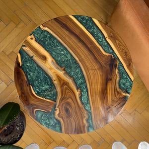 Mesa redonda moderna de resina epoxi con madera de tamaño personalizado para comedor, cafetería o uso en hoteles - Product Image 4