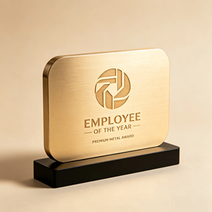 Souvenir de fin de projet, plaque de bureau en aluminium CNC massif, logo d'entreprise gravé sur mesure, décoration de bureau - Product Image 4
