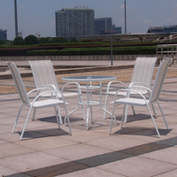 Ensemble de meubles de jardin, TABLE en verre ronde et 4 chaises pliantes, livraison gratuite