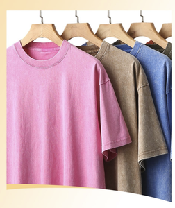 Summer-Exclusive T-Shirt aus Baumwolle Schwergewicht gewaschener klassischer Retro-Stil Loose Fit Casual Design Blank Stricks toff - Product Image 5