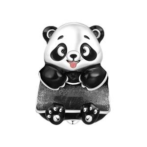 Nouveau style de breloques en cuivre plaqué argent pour bracelets de bijoux DIY, série animale : Panda, Raton Laveur, Koala, Éléphant - Product Image 6