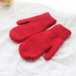 Sarung tangan wanita, warna Solid, jari penuh berlapis bulu, musim gugur musim dingin, sarung tangan rajut, benang Angora, campuran, tebal, luar ruangan - Product Image 4