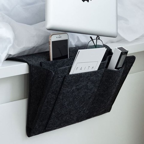 High Felt Durable Bedside Hanging Storage Bag for Bedroom-Minimalist Modern Design Organizes Phones Remotes Miscellaneous Items