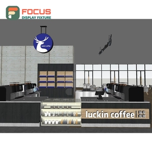 Étagère de présentation créative pour produits café, finition placage chêne, étagère à condiments, présentoir de café pour vitrine - Product Image 2